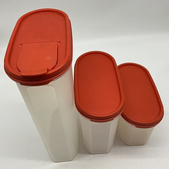 Tupperware Vintage Modular Mate Lot of 3 Containers with Red Lids Collectible - Picture 11 of 16